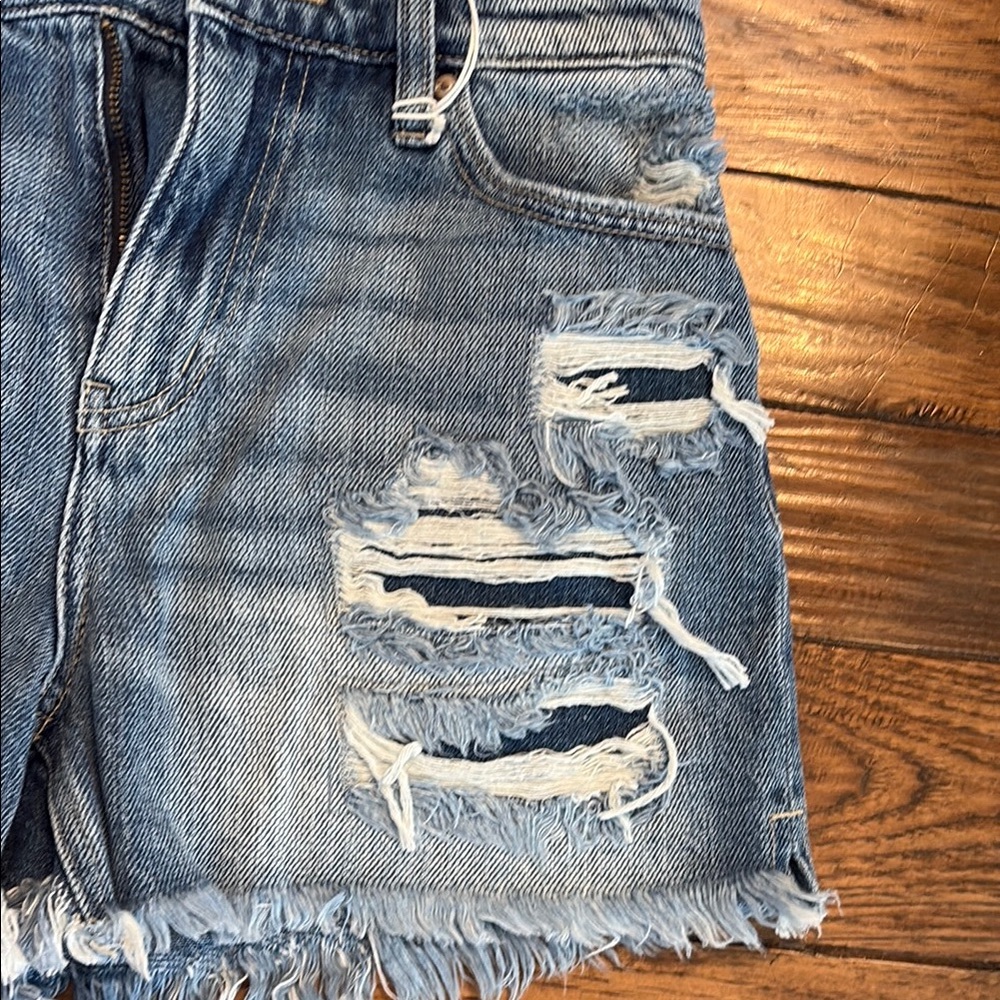 Distressed Blue Denim Shorts - Picture 7 of 8